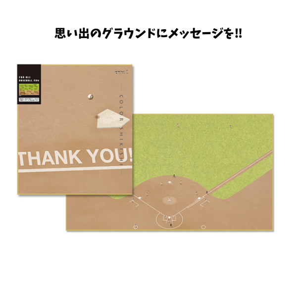 カラー色紙二つ折り野球場柄