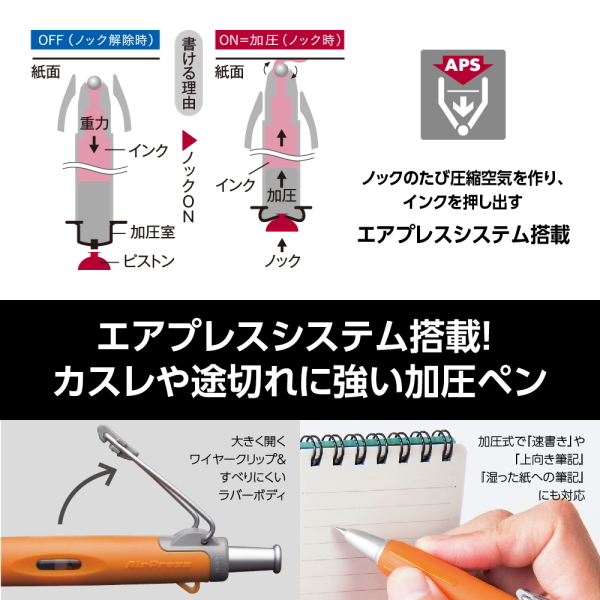 加圧式油性ボールペン　エアプレス　０．７ｍｍ　インク：黒