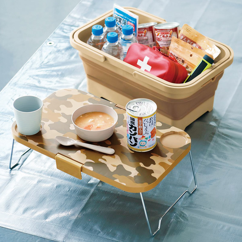 折りたたみバスケット＆テーブル　Ｍｉｌａｒｇｏ　カーキ　Ｉ－５８２