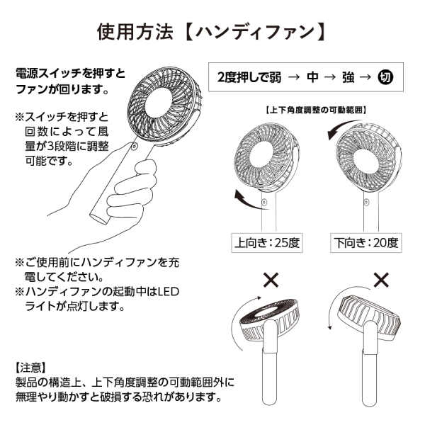 回転スタンド付ハンディファン