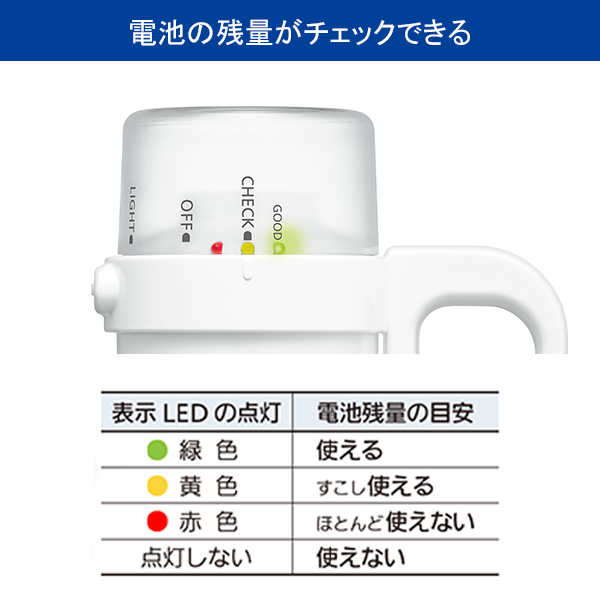 残量チェック機能付　電池がどれでもライト　ホワイト