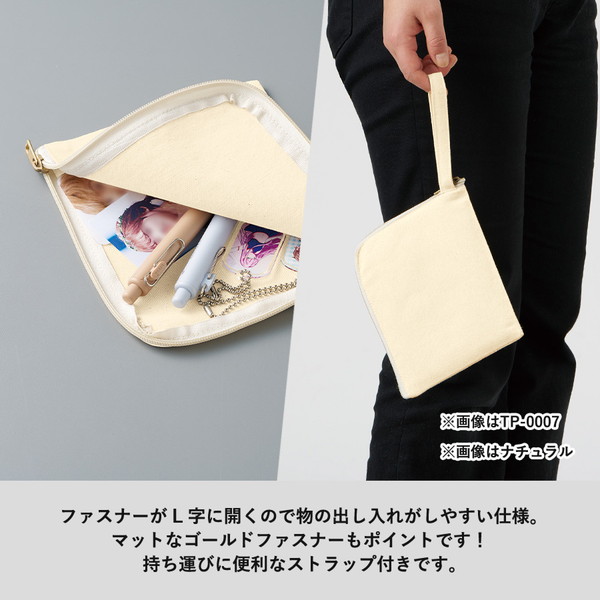 キャンバスＬ字ファスナーフラットポーチ　Ｍ